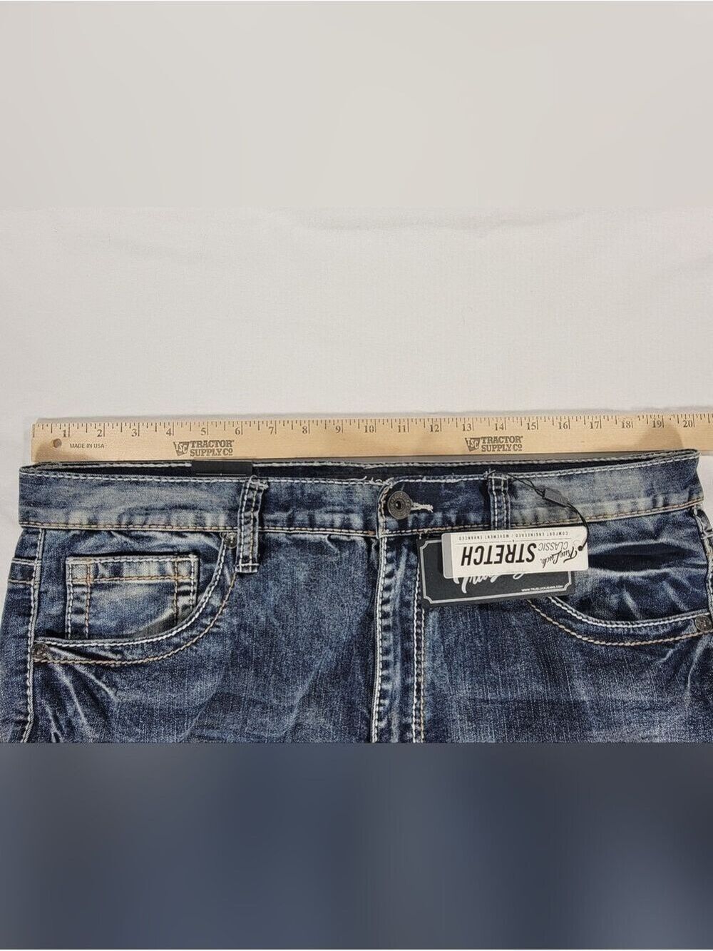 NEW True Luck Jeans Mens 38x32 Blue Stretch Straight Slim Denim NWT - Picture 11 of 11